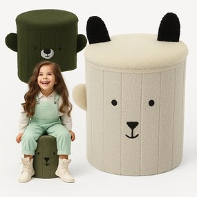 Roztomilá detská skladacia pufa s úložným priestorom ružová