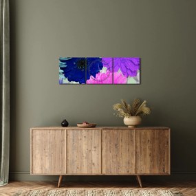 Obraz farebných kvetín (s hodinami) (90x30 cm)