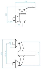 Kuchinox Argo, nástenná sprchová batéria 150mm, chrómová, LAV-BKA_040D