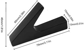 Sada 3 ks hliníkových háčků HARRY černá