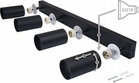 BERGE Koľajnicová lampa GU10 VIKI-L 10 - čierna