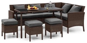 Titania Dining Lounge Set, záhradná sedacia súprava, hnedá/tmavosivá