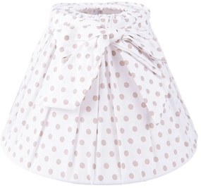 Biele bavlnené tienidlo s mašľou a bodkami - Ø 22*14 cm / E27