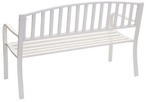 Záhradná lavička F43 2-miestna - práškovaná oceľ, 128 cm - Biela