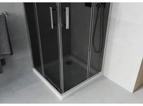 Mexen Rio štvorcový sprchovací kút 80 x 80 cm, 6mm sklo, šedé sklo, chrómový profil + slim sprchová vanička 5cm, 860-080-080-01-40-4010
