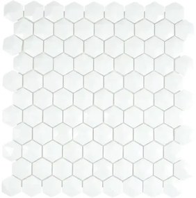 Sklenená mozaika Arctic 01 Hexagon Eco biela 3D 29x30 cm