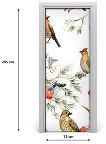 Samolepiace fototapety na dvere Vtáky a ihličnany 75x205 cm