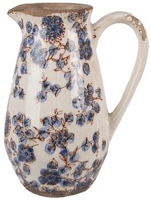 Dekoratívny keramický džbán s modrými kvetmi Blusia - 17*13*22 cm