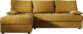 Rozkladacia obojstranná sedacia súprava do L VENORIA SLIM 200x143 cm, horčicová + 2 vankúšiky ZDARMA