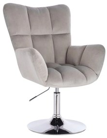 LuxuryForm DESIGN Otočné kreslo AURORA VELUR na striebornom tanieri - svetlosivé