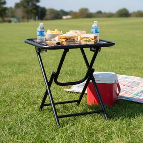 CH Skladací turistický stolík s držiakmi na nápoje - hnedá