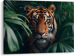Obraz - Portrét tigra v džungli (70x50 cm)