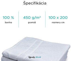 Hotelová osuška Deluxe 100x200 cm biela 100% bavlna