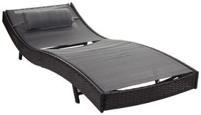 Lehátko Savannah, polyratan - melír hnedý, sivý poťah