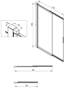 Deante Prizma, posuvná, skladacia vaňová zástena 100x140 cm, 5mm číre sklo, brúsená oceľ, DEA-KTJ_F73R