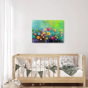 Sklenený obraz - Abstraktné kvety (70x50 cm)