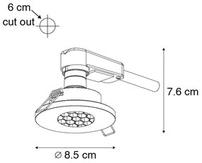 Sada 6 moderných kúpeľňových zapustených bodových svetiel čierna IP54 - Shed Honey