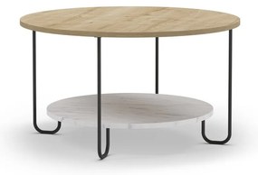 Okrúhly konferenčný stolík s doskou v dubovom dekore v prírodnej farbe ø 80 cm Tonka – Marckeric