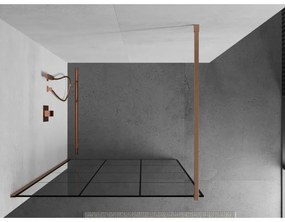Mexen Kioto, sprchová zástena Walk-In 120 x 200 cm, 8mm číre sklo čierny vzor, medený matný profil, 800-120-101-65-77