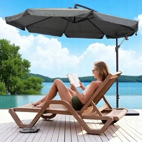 Záhradný slnečník 3,5 m so solárnym LED osvetlením – grafitový, UV50+