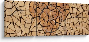 Obraz - Srdce z dreva (s hodinami) (90x30 cm)