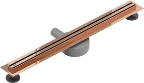 Mexen Flat 360° Slim, lineárny podlahový žľab 50 cm, ružové zlato, 1641050