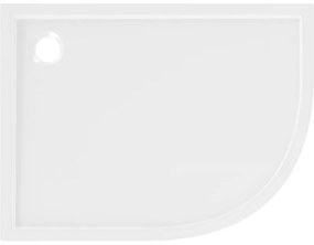 Mexen Flow, asymetrická štvrťkruhová sprchová vanička slim, ľavá 90 x 80 cm, biela lesklá, 46Q108090L