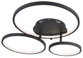 Moderné stropné svietidlo čierne vrátane LED a stmievača - Rondas