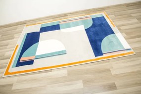 Koberec Victoria F496A geometria, béžový / tyrkysový