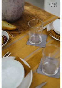 Ľanový behúň na stôl 200x200 cm Amber Bronze Stripes – Linen Tales
