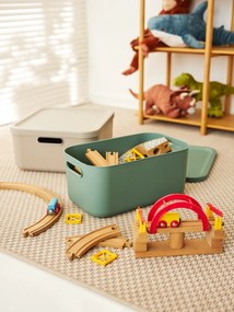 Rotho 2. akosť - Úložný box, rovný s vekom, 12l, matne zelený ALBU LIGHT, 40x24x18