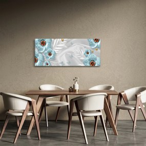 Obraz - 3D modré kvety (120x50 cm)