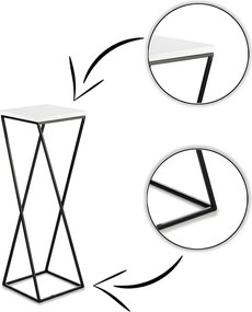 STOJAN NA KVETINÁČ LOFT7 70X24X24 CM ČIERNA/BIELA