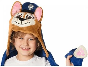 Detská / chlapčenská deka s kapucňou Tlapková patrola - Paw Patrol - motív Chase - Coral fleece 230 g/m² - 110 x 140 cm