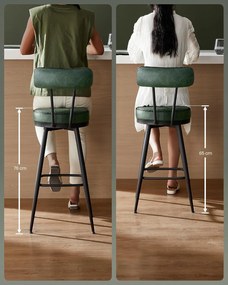 VASAGLE EKHO – Sada 2 barových stoličiek z umelej kože, otočné, LBC089 Farba: čierna