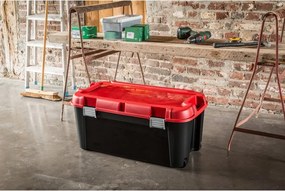 Červeno-čierny plastový úložný box s vekom 79,5x39,5x37 cm Totem – Curver