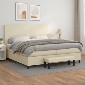 Boxspring posteľ s matracom krémová 200x200 cm umelá koža 3137565
