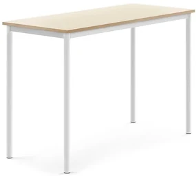 Stôl BORÅS, 1400x600x900 mm, laminát - breza, biela
