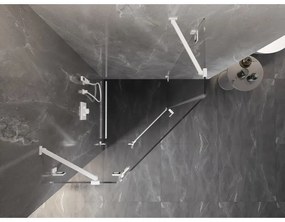 Mexen Lunar, päťuholníkový sprchový kút s ľavým sklonom 90 x 90 cm, 8mm číre sklo, biely profil, 831-090L-090P-20-00-L