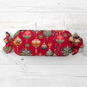 Biante Vankúš valec bonbon Sandra SA-528 Vianočné banky na červenom 15x80 cm