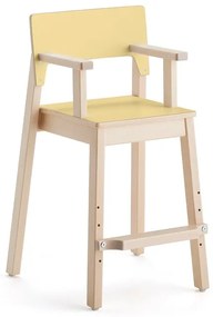 Detská stolička LOVE s opierkami rúk, V 500 mm, breza, laminát - žltá