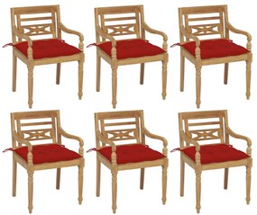 Batavia stoličky s podložkami 6 ks tíkový masív 3073343