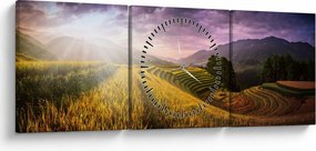 Obraz krajiny (s hodinami) (90x30 cm)