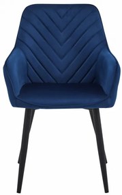 Jedálenská stolička NANA zamatová, tmavomodrá (čierne nohy)