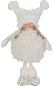 Vianočná dekorácia Fluffy girl biela, 18 x 33 x 12 cm