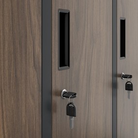 Kovová šatňová boxová skriňa na nôžkach s 10 boxami BARTEK, 1360 x 1720 x 450 mm, Eco Design: antracitová/ dub sonoma