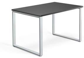 Kancelársky pracovný stôl QBUS, O-rám, 1200x800 mm, čierna/strieborná