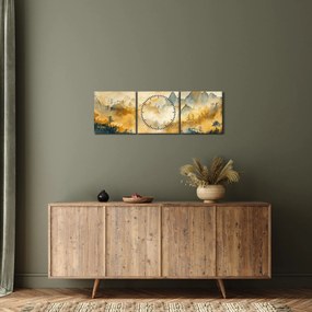 Obraz - Pohorie, akvarel (s hodinami) (90x30 cm)