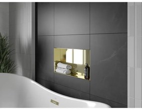 Mexen X-Wall-NR, polička na zapustenie pod obklad bez goliera 60 x 30 cm, zlatá lesklá, 1951603010