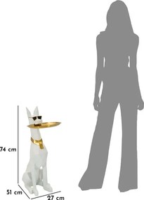 Dekoratívna soška Dog Ory s podnosom 74 cm biela